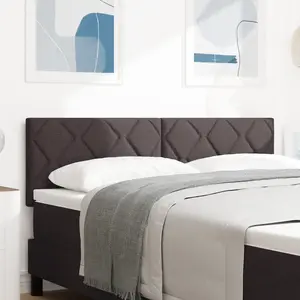 vidaXL Tête de lit LED Design en blocs de diamant Marron foncé 160 cm Tissu pas cher