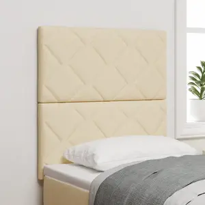vidaXL Headboard LED Design Damier Crème 80 cm Tissu pas cher