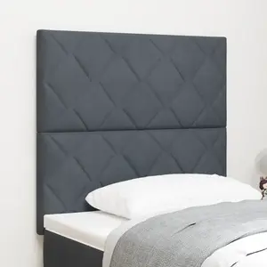 vidaXL Tête de lit Design Blocs de Diamant Gris Foncé 90 cm Velours pas cher