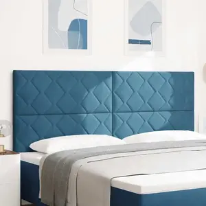 vidaXL Tête de lit LED Bleu foncé 200 cm Velours pas cher