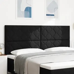 vidaXL Tête de lit LED Design blocs de diamant Noir 200 cm Tissu pas cher