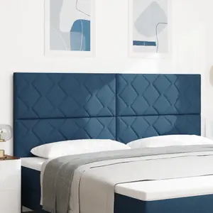 vidaXL Tête de Lit LED Bleue Tissu 200 cm Moderne Tête de Lit LED pas cher