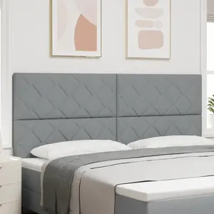 vidaXL Tête de lit LED Design Blocs Diamant Gris Clair 200 cm Tissu pas cher