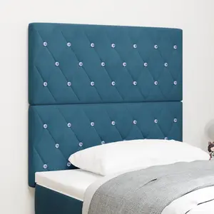 vidaXL Tête de lit LED bleue foncée 90 cm Velours pas cher