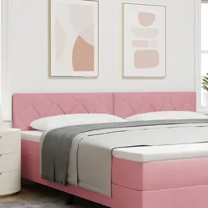 vidaXL Tête de Lit LED Rose Ensemble de 2 Rose Tissu pas cher
