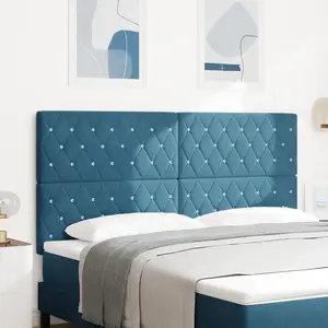 vidaXL Tête de Lit LED Bleu Foncé 90 cm Velours pas cher