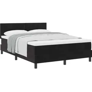 vidaXL Lit À Ressorts Vidaxl Avec Matelas Noir 140x190 Cm Velours pas cher