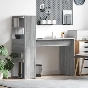 vidaXL Vidaxl Bureau Avec Rangement Gris Sonoma 113x54x120 Cm Bois D'ingénierie pas cher