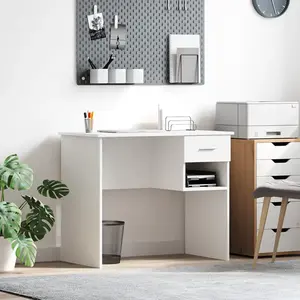 vidaXL Vidaxl Bureau Avec Rangement Blanc 90x49.5x75 Cm En Bois D'ingénierie pas cher
