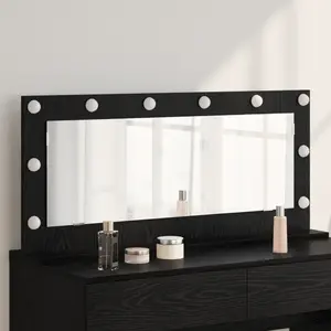 Comparateur de prix : vidaXL Vidaxl Miroir De Maquillage Chêne Noir Bois, Verre Moyen