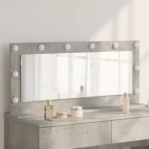 vidaXL Miroir de maquillage avec lumières LED Gris béton 100x45x18 cm pas cher