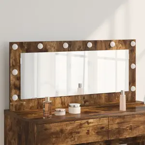 Comparateur de prix : vidaXL Vidaxl Miroir De Maquillage Chêne Fumé Bois, Verre 100 X 45 X 18 Cm
