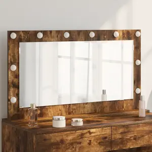 Comparateur de prix : vidaXL Vidaxl Miroir De Maquillage Chêne Fumé Bois, Verre 100 X 55 X 18 Cm