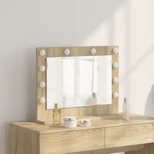 vidaXL vidaXL Miroir de Maquillage Chêne Sonoma Bois d'ingénierie, Verre Standard pas cher
