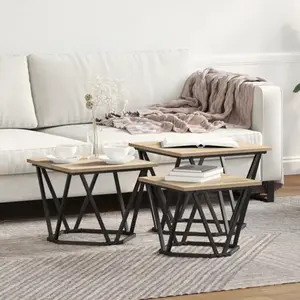 vidaXL Tables D'appoint Vidaxl 3 Pcs En Bois D'ingénierie Chêne Sonoma pas cher