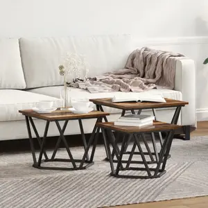 vidaXL Tables D'appoint Vidaxl 3 Pcs En Bois D'ingénierie Chêne Fumé