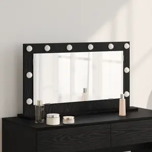 Comparateur de prix : vidaXL vidaXL Miroir de vanité Chêne noir Bois de chêne noir, Verre Moyen