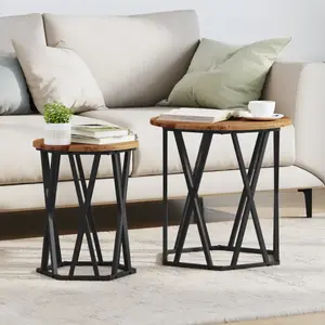 vidaXL Table D'appoint Vidaxl 2 Pièces En Bois Ancien pas cher