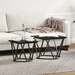 vidaXL Ensemble de tables d'appoint 2 pcs Chêne noir 50 x 50 x 40 cm pas cher