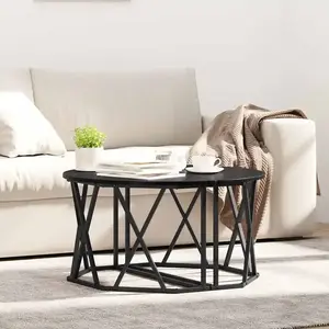 vidaXL Table Basse Vidaxl Noir Chêne 80x80x42 Cm En Bois D'ingénierie pas cher