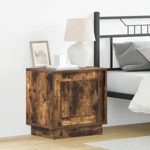 vidaXL Vidaxl Tables De Chevet Set De 2 Chêne Fumé Bois D'ingénierie pas cher