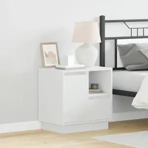 vidaXL Vidaxl Blanc Mdf Moyenne Table De Chevet Rectangulaire Moderne pas cher