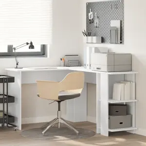 Comparateur de prix : vidaXL Vidaxl Bureau D'angle Blanc Bois D'ingénierie Grand Rangement