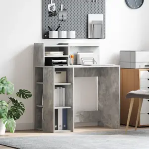 vidaXL Bureau Gris béton 90 x 48 x 101,5 cm Bois d'ingénierie pas cher