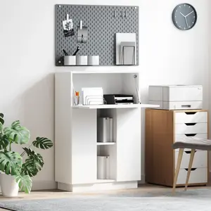 vidaXL Vidaxl Bureau D'écriture Blanc Blanc Bois D'ingénierie Moyen pas cher