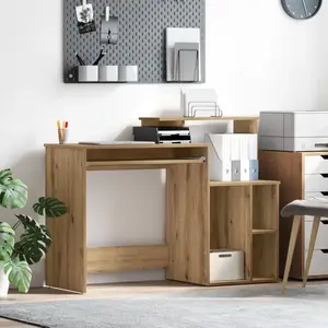 vidaXL Vidaxl Bureau Avec Rangement Chêne Artisanal 120,5 X 44 X 88,5 Cm Bois D'ingénierie pas cher