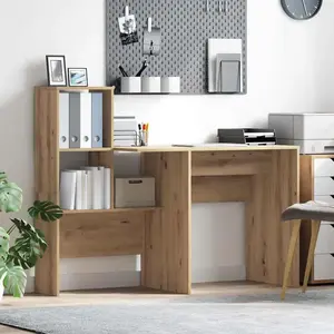vidaXL Bureau chêne artisanal 131,5 x 50 x 106,5 cm Bois d'ingénierie pas cher