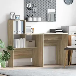 vidaXL Bureau Chêne sonoma 131,5 x 50 x 106,5 cm Bois d'ingénierie pas cher