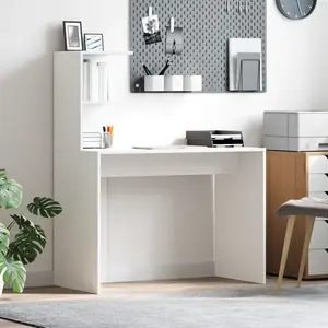 vidaXL Vidaxl Bureau D'écriture Blanc Mdf Compact Étagères Décoratives pas cher