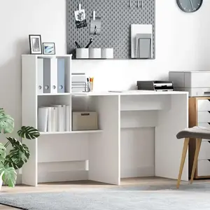 vidaXL Bureau Blanc 131,5 x 50 x 106,5 cm Bois d'ingénierie pas cher