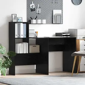 vidaXL Bureau Chêne noir 131,5 x 50 x 106,5 cm Bois d'ingénierie pas cher
