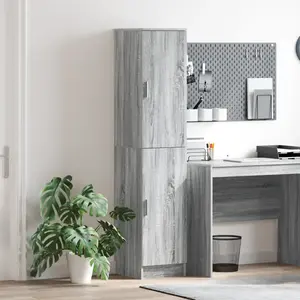 vidaXL Buffet Gris sonoma MDF Moyen Buffet Rectangulaire Moderne pas cher
