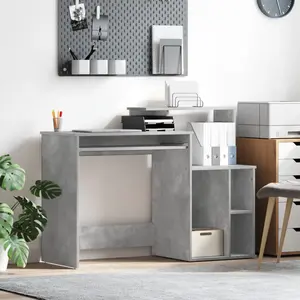 Comparateur de prix : vidaXL Vidaxl Bureau Avec Rangement Gris Béton 120.5x44x88.5 Cm Bois D'ingénierie