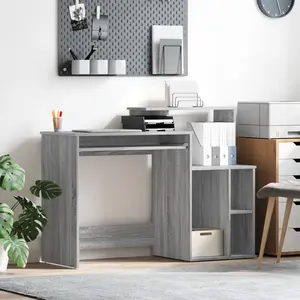 Comparateur de prix : vidaXL Vidaxl Bureau Avec Rangement Gris Sonoma 120,5 X 44 X 88,5 Cm Bois D'ingénierie