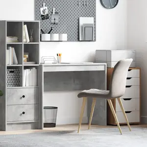 vidaXL Bureau d'écriture Béton gris MDF 90 x 40 x 76 cm Moderne Bureau pas cher