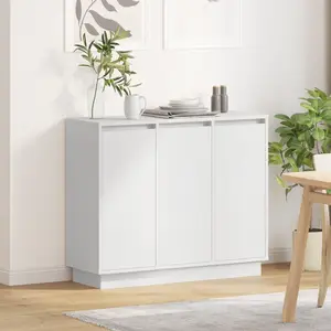 vidaXL Buffet Vidaxl Avec Led Blanc 90x32x75 Cm En Bois D'ingénierie pas cher