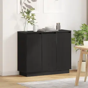 Buffet vidaXL avec LED en chêne noir 90x32x75 cm en bois d'ingénierie pas cher