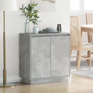 vidaXL Buffet LED Gris béton 71 x 34,5 x 75 cm Bois d'ingénierie pas cher