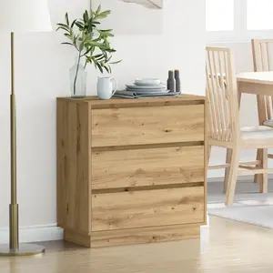 vidaXL Cabinet de chevet avec tiroir Chêne artisanal 71 x 34,5 x 75 cm pas cher