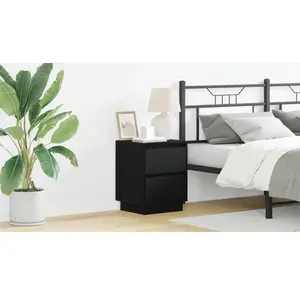 vidaXL Vidaxl Table De Chevet Avec Lumières Led Noire 39x34.5x50 Cm pas cher