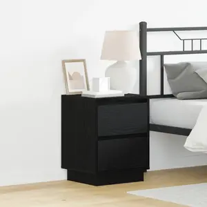 vidaXL Cabinet de chevet avec tiroir avec 2 pcs Noir 39 x 34.5 x 50 cm