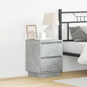 vidaXL Tables de chevet avec lumières LED 2 pcs Gris béton 39x345x50 cm pas cher