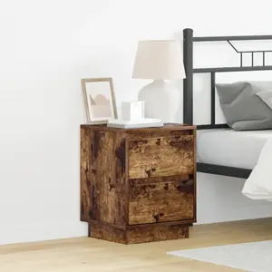 vidaXL Cabinet de chevet 2 pcs Chêne fumé 39 x 34,5 x 50 cm pas cher