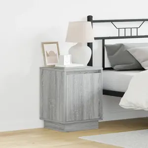 vidaXL Cabinet de chevet Gris 39 x 34,5 x 50 cm Bois d'ingénierie pas cher