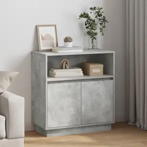 vidaXL Buffet LED Gris béton 71 x 34,5 x 75 cm Bois d'ingénierie