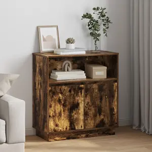 vidaXL Buffet LED Chêne fumé 71 x 34,5 x 75 cm Bois d'ingénierie pas cher